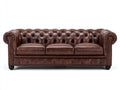 Canapé 3 places - Cuir - 232x96x78 cm - Marron - Chesterfield