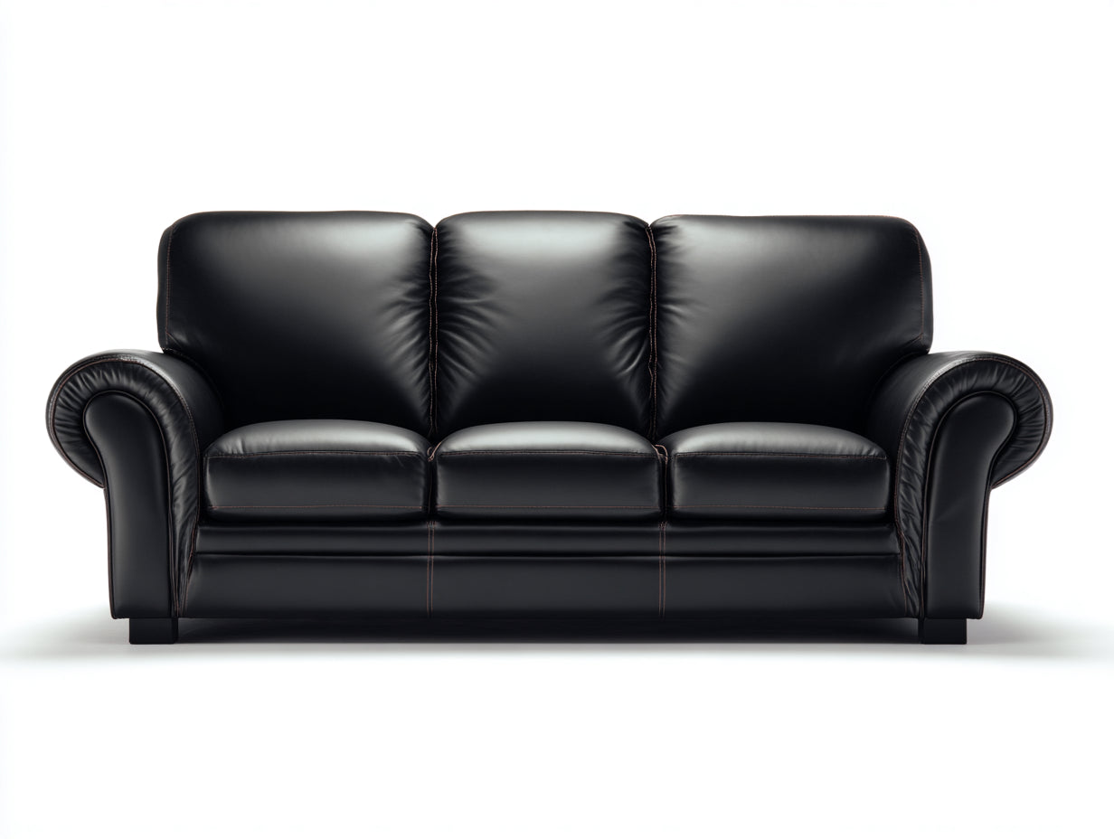 Canapé 3 places - Cuir - 218x92x87 cm - Noir - Classique