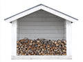 Abri à bûches - Bois - 180x92x195 cm - Blanc-Gris - Style classique