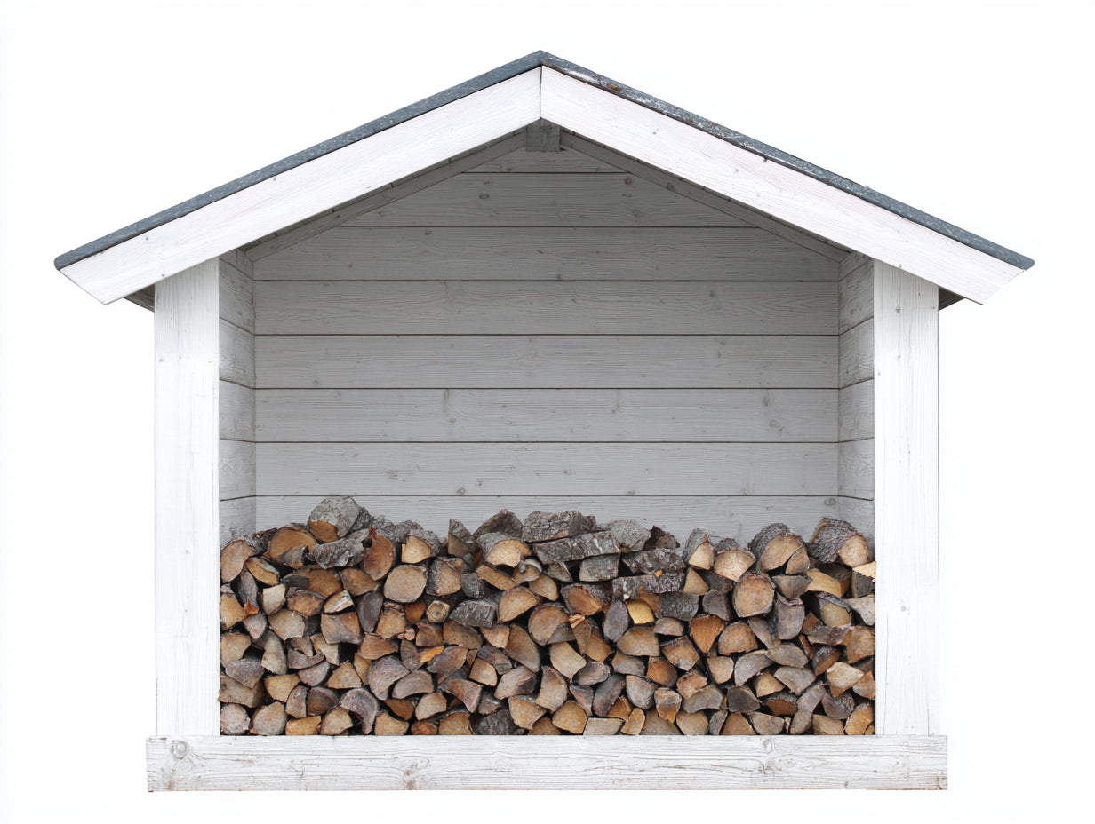 Abri à bûches - Bois - 180x92x195 cm - Blanc-Gris - Style classique