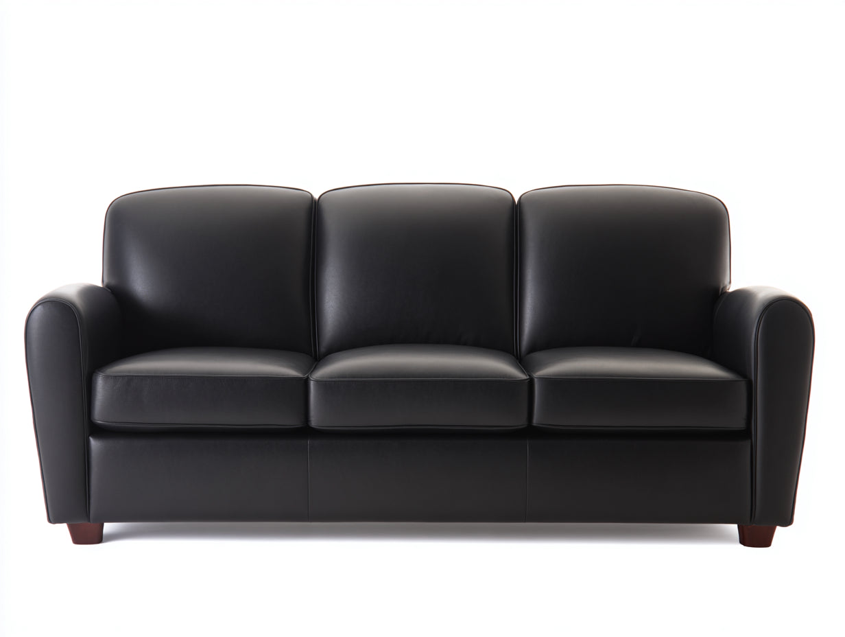 Canapé 3 places - Cuir - 212x90x87 cm - Noir - Classique