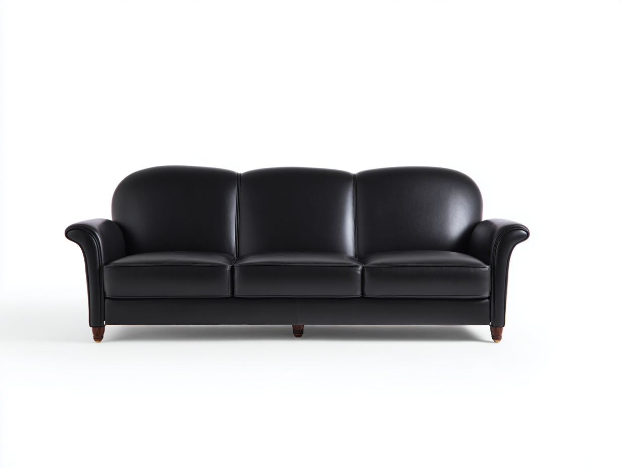 Canapé 3 places - Cuir - 212x89x84 cm - Noir - Classique