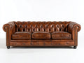 Canapé 3 places - Cuir - 228x95x79 cm - Cognac - Chesterfield