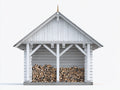 Abri à bûches - Bois - 260x130x260 cm - Gris clair - Style ornemental