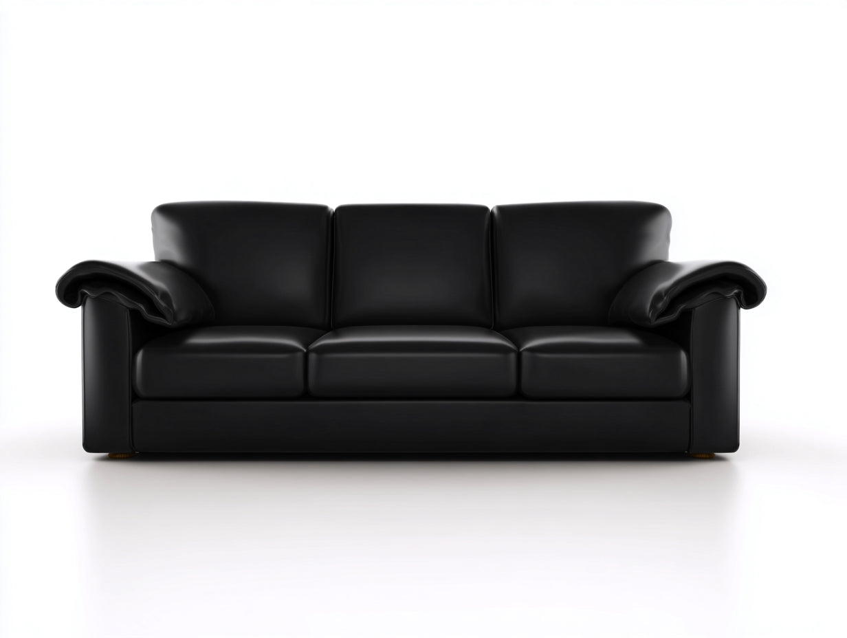 Canapé 3 places - Cuir - 220x93x84 cm - Noir - Moderne
