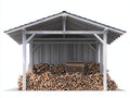 Abri à bûches - Bois - 330x155x240 cm - Gris-Gris anthracite - Style contemporain