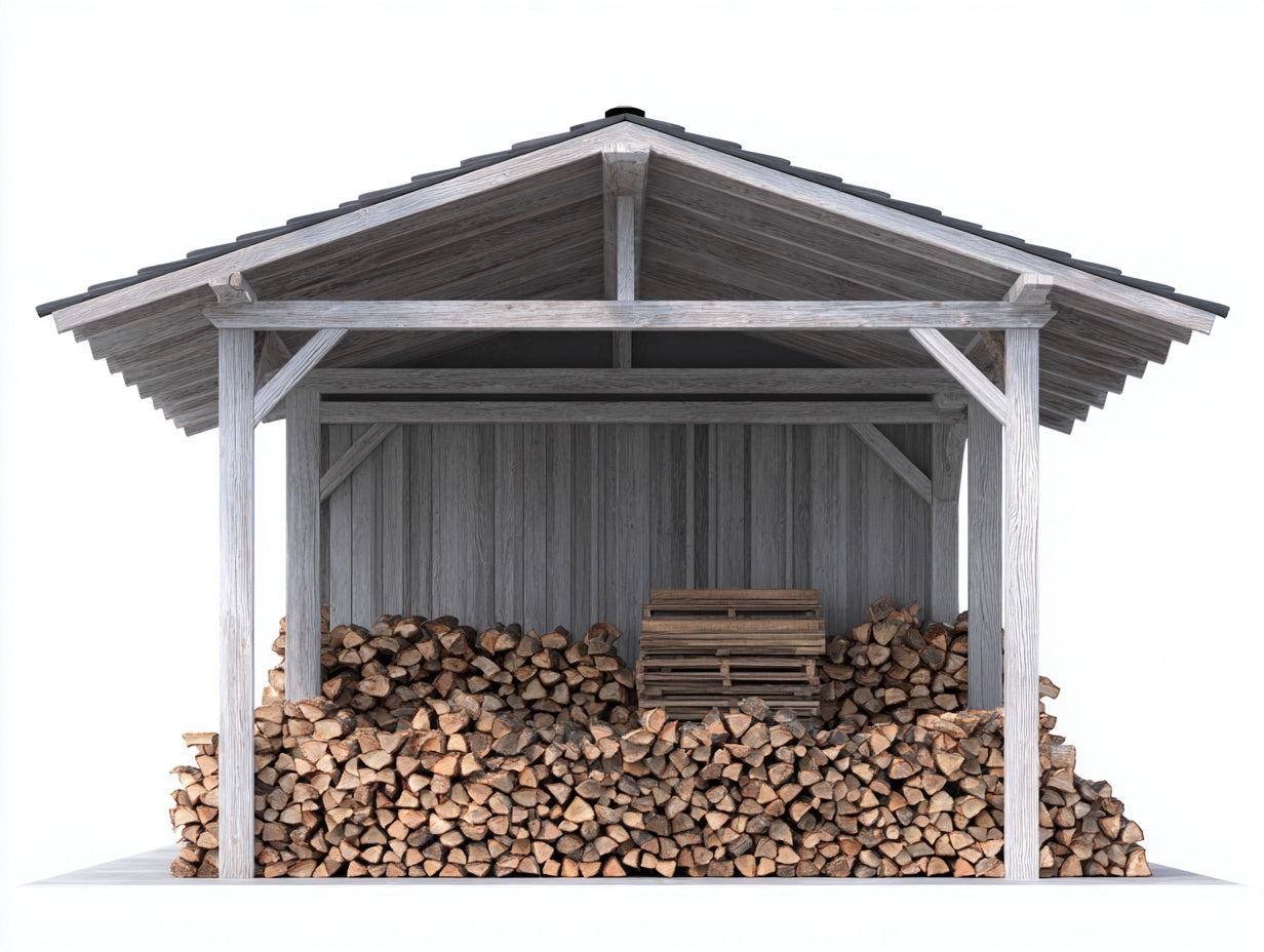 Abri à bûches - Bois - 330x155x240 cm - Gris-Gris anthracite - Style contemporain