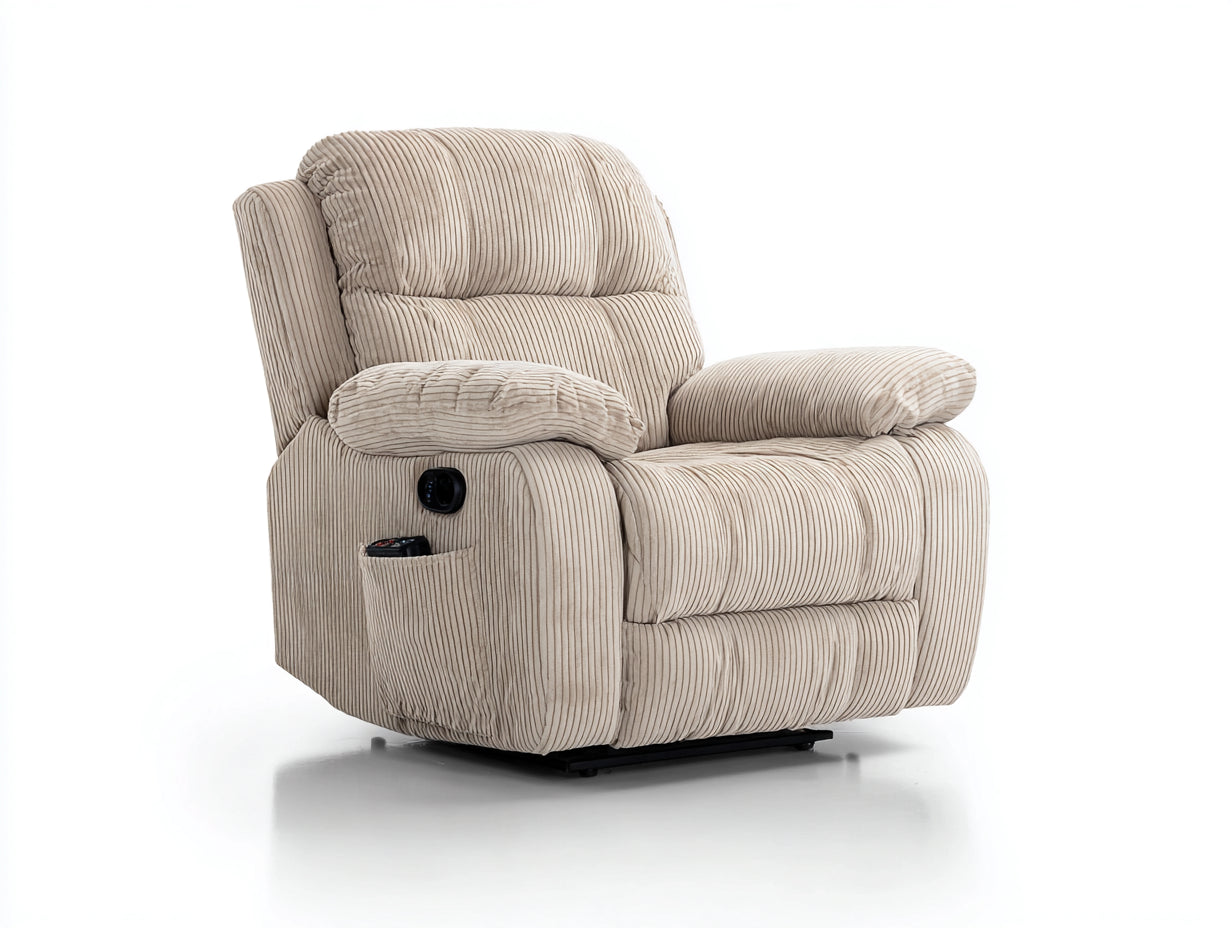 Fauteuil relax - Tissu côtelé - 96x98x105 cm - Beige - Électrique