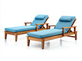 Bain de soleil - bois-tissu - 201 x 75 x 91 cm - naturel-bleu turquoise - moderne
