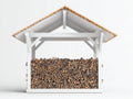 Abri à bûches - Bois - 220x100x210 cm - Blanc-Naturel - Style épuré