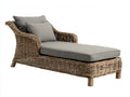 Bain de soleil - rotin-tissu-bois - 190 x 84 x 80 cm - naturel-gris taupe - bord de mer