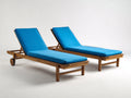 Bain de soleil - bois-tissu - 200 x 68 x 86 cm - naturel-bleu turquoise - contemporain