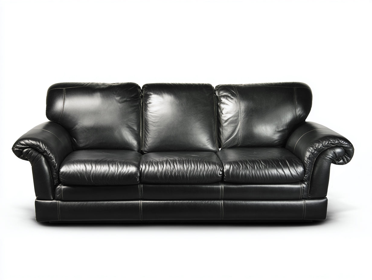 Canapé 3 places - Cuir - 218x93x86 cm - Noir - Contemporain