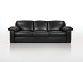 Canapé 3 places - Cuir - 224x94x84 cm - Noir - Moderne