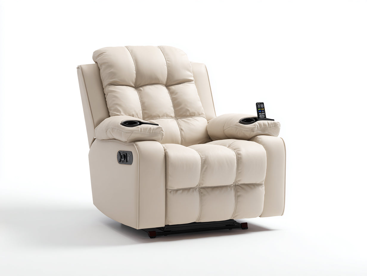 Fauteuil relax - Simili cuir - 99x96x108 cm - Beige - Électrique