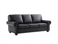 Canapé 3 places - Cuir - 214x93x89 cm - Noir - Classique