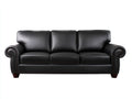 Canapé 3 places - Cuir - 218x94x91 cm - Noir - Classique