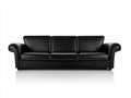 Canapé 3 places - Cuir - 216x90x84 cm - Noir - Classique
