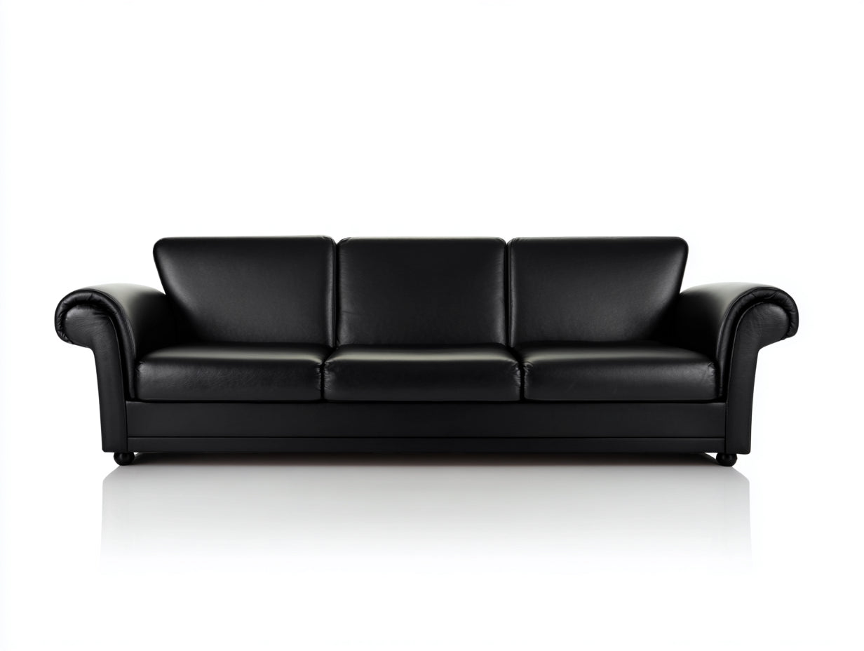 Canapé 3 places - Cuir - 216x90x84 cm - Noir - Classique