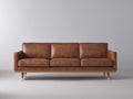 Canapé 3 places - Cuir - 214x88x82 cm - Marron - Moderne
