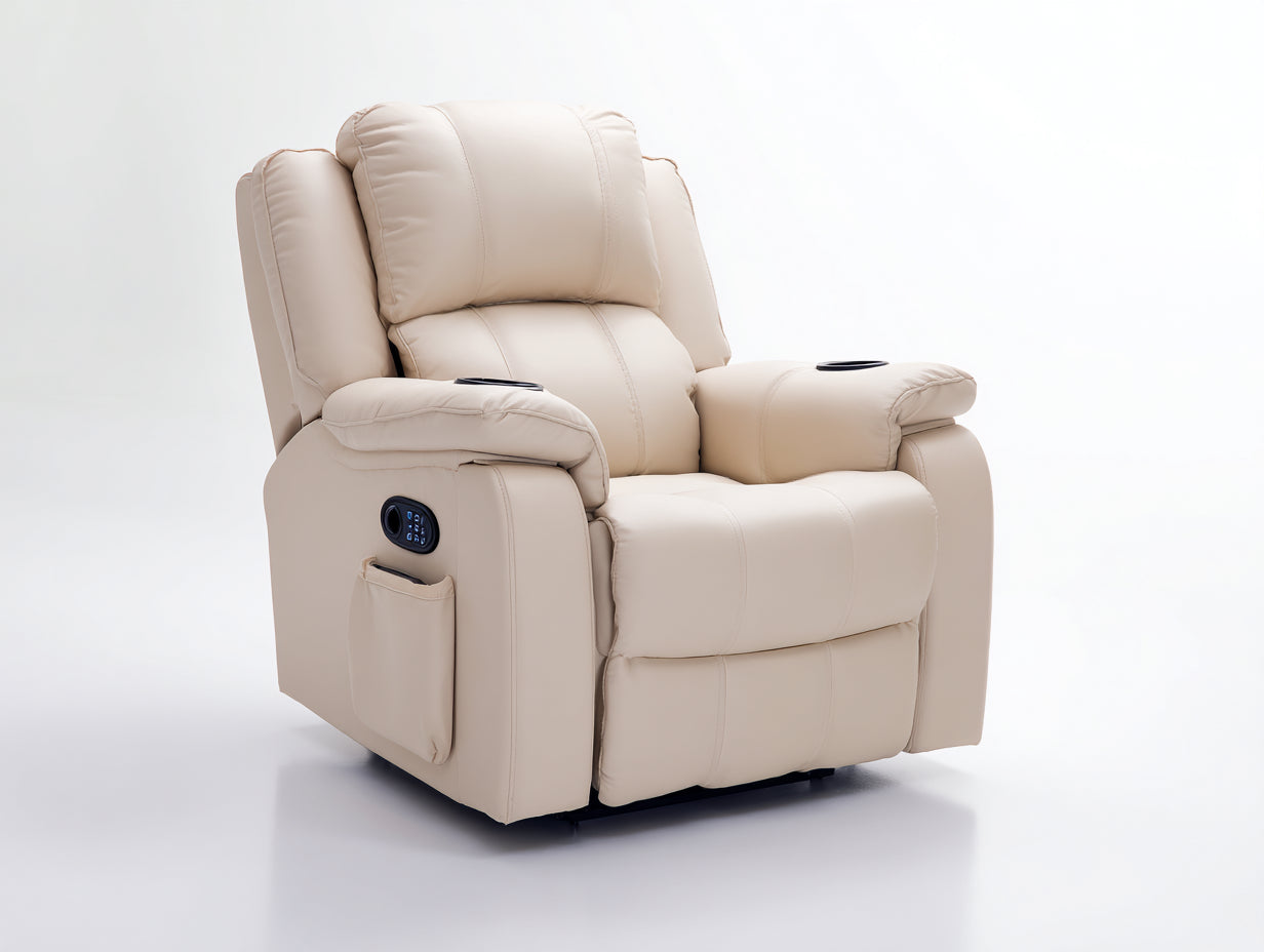 Fauteuil relax - Simili cuir - 98x95x106 cm - Beige - Électrique