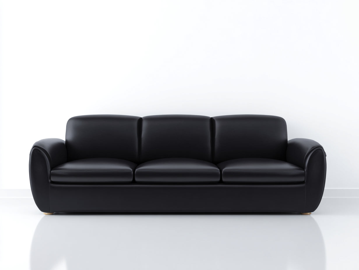 Canapé 3 places - Cuir - 220x93x85 cm - Noir - Contemporain