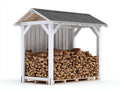 Abri à bûches - Bois - 240x120x220 cm - Blanc-Gris anthracite - Style chalet