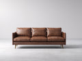 Canapé 3 places - Cuir - 226x88x82 cm - Marron - Moderne