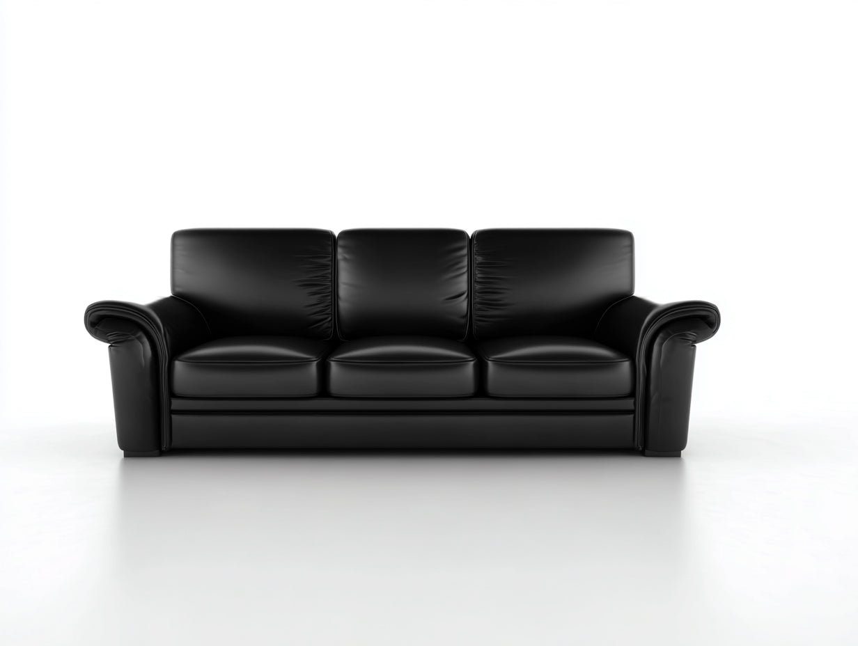 Canapé 3 places - Cuir - 208x89x82 cm - Noir - Classique
