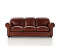 Canapé 3 places - Cuir - 221x92x85 cm - Marron - Classique