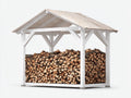 Abri à bûches - Bois - 250x125x220 cm - Blanc-Naturel - Style épuré