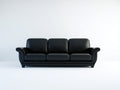 Canapé 3 places - Cuir - 214x88x83 cm - Noir - Moderne